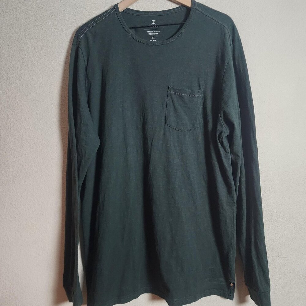 Roark Shirt Mens Extra Large Green Midweight Organic Cotton Long Sleeve Tee
